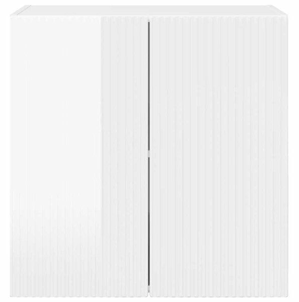 TV Fali Szekrény 59,5 x 31 x 60 cm Magas Fényű Fehér Szerelt Fa