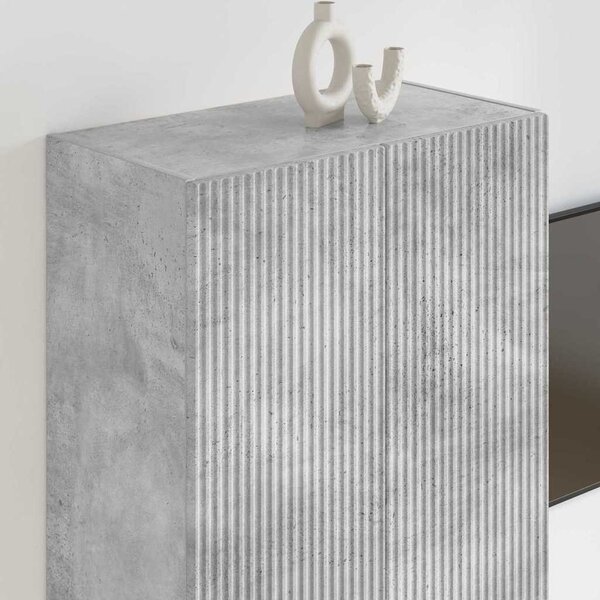 TV Fali Szekrény 59,5 x 31 x 80 cm Beton Szürke Szerelt Fa