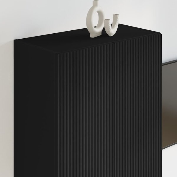TV Fali Szekrény Fekete 59,5 x 31 x 80 cm Faanyag