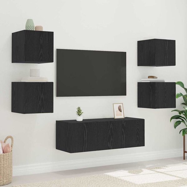 TV Fali Szekrény 30,5 x 35 x 30 cm Fekete tölgy Szerelt Fa