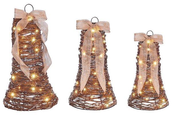 3 db-os karácsonyi dekoráció szett LED LUOSTO 43/38/32 cm Karácsonyi minta Barna