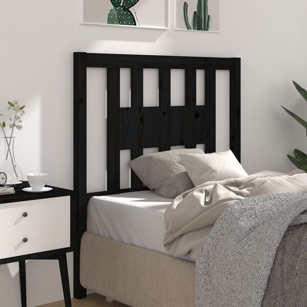VidaXL fekete tömör fenyőfa fejtámla 106 x 4 x 100 cm