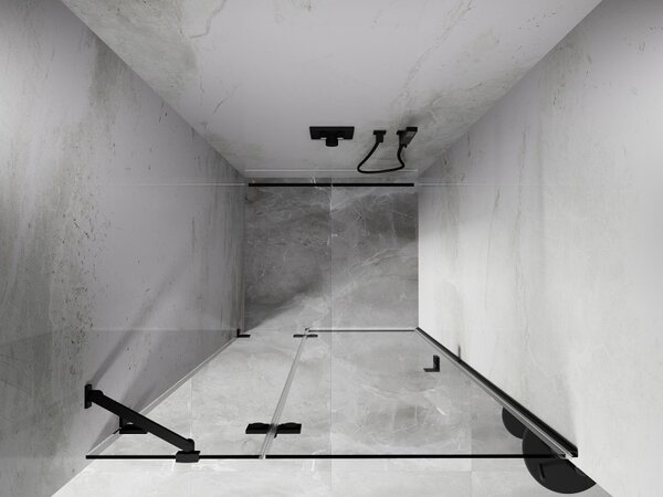 Mexen, Mexen Lunar balos nyíló zuhanyajtó 70 cm, átlátszó, fekete - 834-070-000-70-00-L
