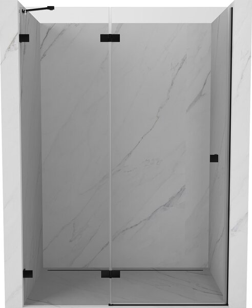 Mexen, Mexen Lunar balos nyíló zuhanyajtó 130 cm, átlátszó, fekete - 834-130-000-70-00-L