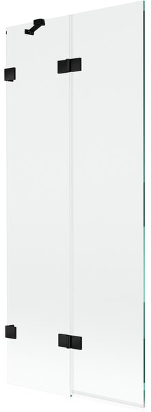 Mexen Lunar, kétszárnyú kádparaván bal oldali 80 x 150 cm, átlátszó üveg, matt fekete, 897-080-100-70-00-L