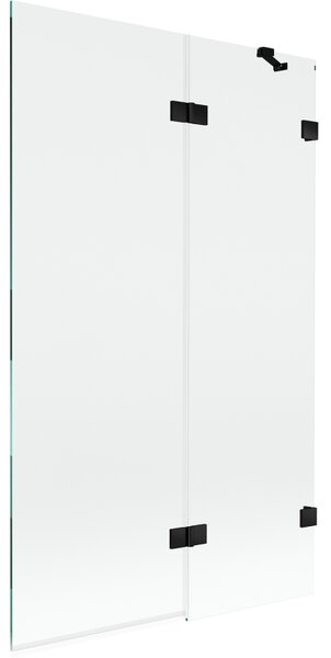 Mexen Lunar, kétszárnyú kádparaván jobb oldali 110 x 150 cm, átlátszó üveg, matt fekete, 897-110-100-70-00-P