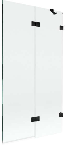 Mexen Lunar, kétszárnyú kádparaván jobb oldali 100 x 150 cm, átlátszó üveg, matt fekete, 897-100-100-70-00-P