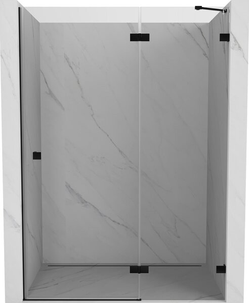 Mexen, Mexen Lunar jobbos zsanéros zuhanyajtó 130 cm, átlátszó, fekete - 834-130-000-70-00-P