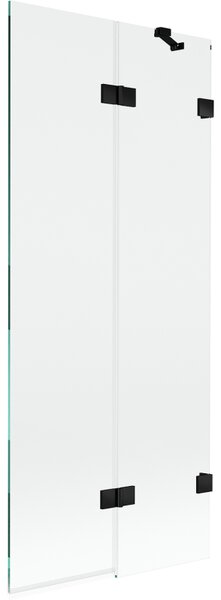 Mexen Lunar, kétszárnyú kádparaván jobb oldali 80 x 150 cm, átlátszó üveg, matt fekete, 897-080-100-70-00-P