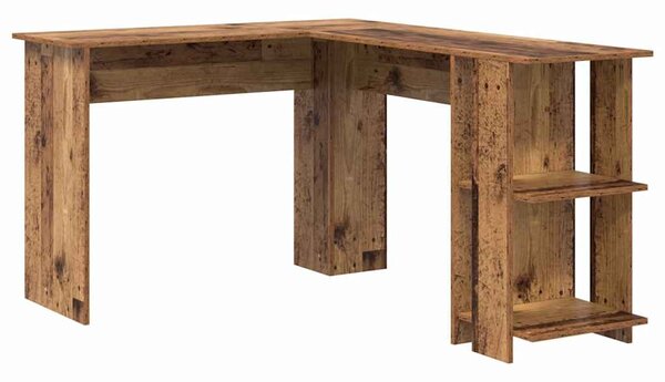 Sarokíróasztal polcokkal Öreg fa 140 x 113,5 x 75 cm Faanyag