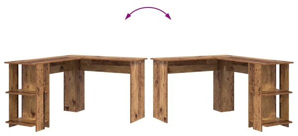 Sarokíróasztal polcokkal Öreg fa 140 x 113,5 x 75 cm Faanyag