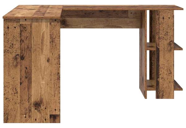 Sarokíróasztal polcokkal Öreg fa 140 x 113,5 x 75 cm Faanyag