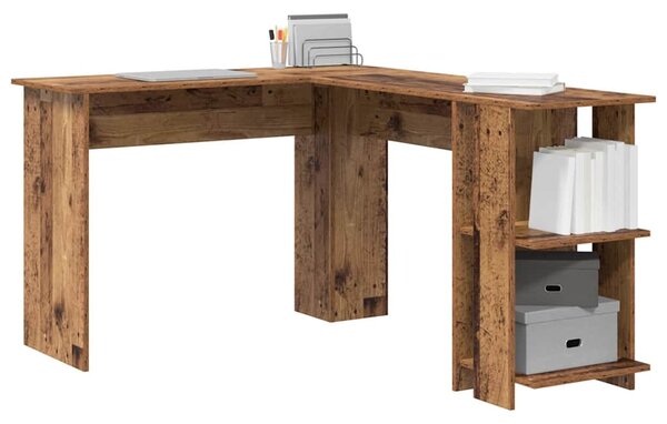 Sarokíróasztal polcokkal Öreg fa 140 x 113,5 x 75 cm Faanyag