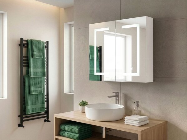 Fürdőszobai tükrös faliszekrény LED MAZARREDO 60 cm 60 cm Fehér