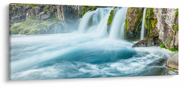 Kép - sziklák és a vízesés (120x50 cm)