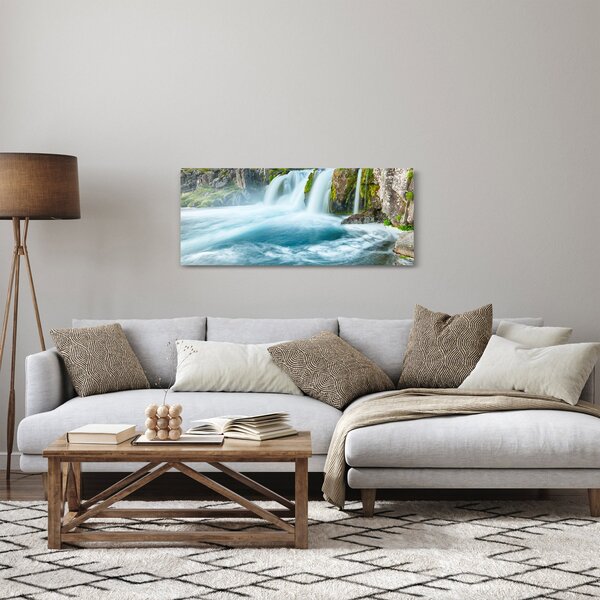 Kép - sziklák és a vízesés (120x50 cm)