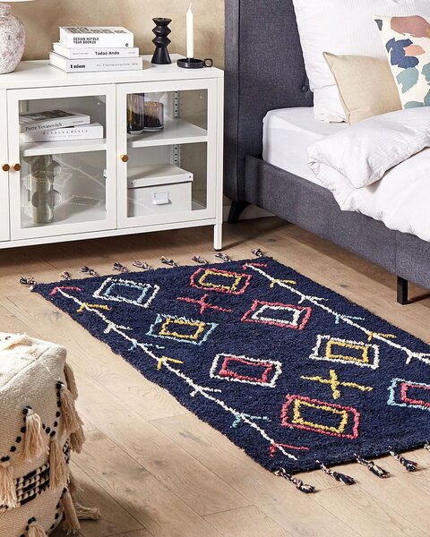 Szőnyeg CORUM Fekete 80 x 150 cm Pamut