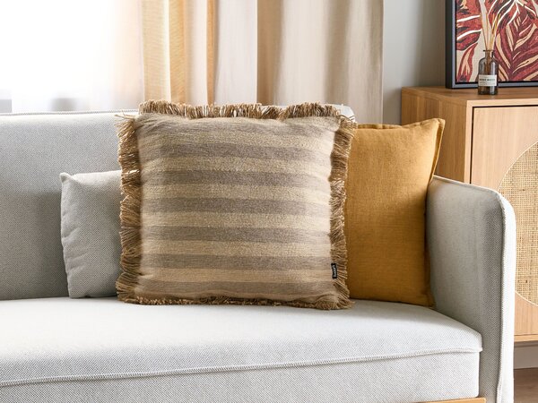 Díszpárna CIRSIUM 45 x 45 cm Juta zsákvászon Bézs Csíkos