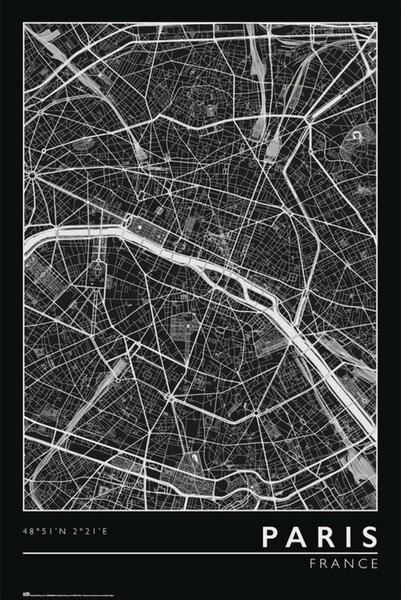 Plakát Paris - City Map, (61 x 91.5 cm)