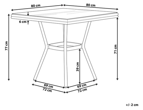 Bisztró asztal CASPRI 80 cm 80 cm PE Rattan Kék/fehér