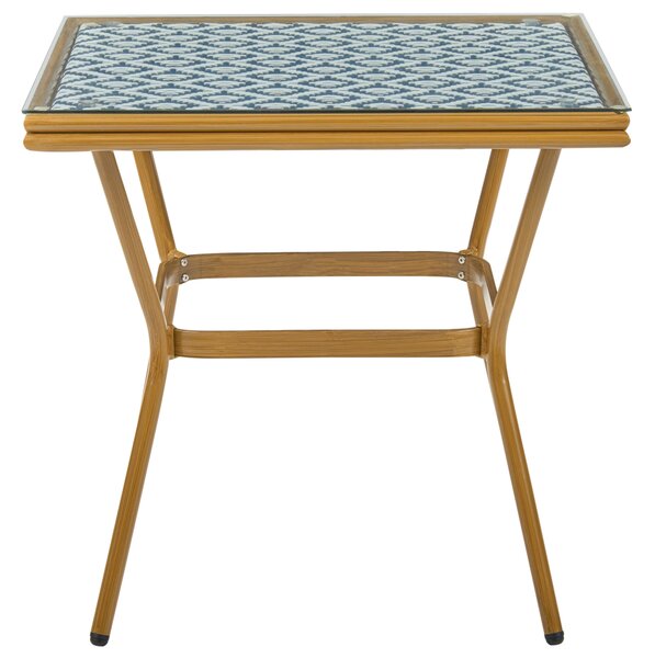 Bisztró asztal CASPRI 80 cm 80 cm PE Rattan Kék/fehér