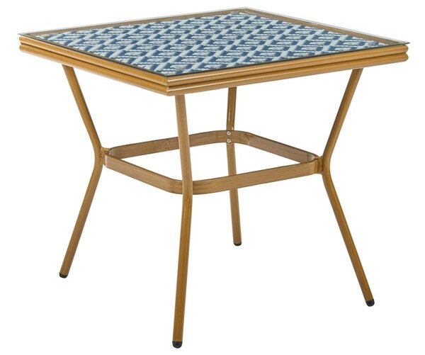 Bisztró asztal CASPRI 80 cm 80 cm PE Rattan Kék/fehér