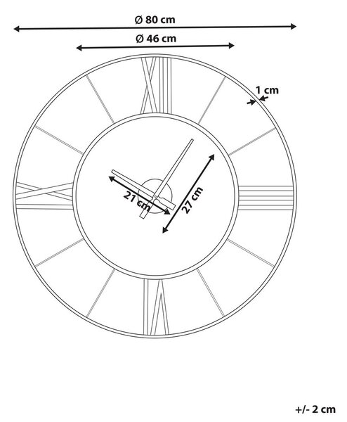 Fali óra BLAMERE 80 cm Fém Arany