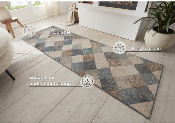 Kék-bézs futószőnyeg 80x200 cm Terrain – Hanse Home