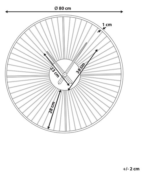 Fali óra SAZAIS 80 cm Fém Fekete