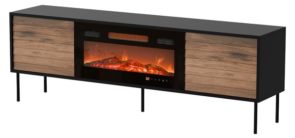 TV-állvány Flosoru 108, Közepes sűrűségű farostlemez, Laminált forgácslap, 60x180x40cm, Fekete, Dió