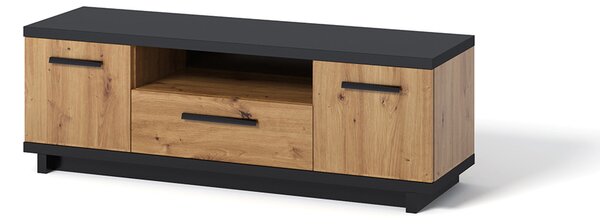 TV asztal Indi RTV (artisan tölgy + matt fekete + artisan tölgy)