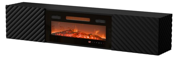 TV-állvány Charlotte 207, Közepes sűrűségű farostlemez, Laminált forgácslap, 37x183x35cm, Fekete