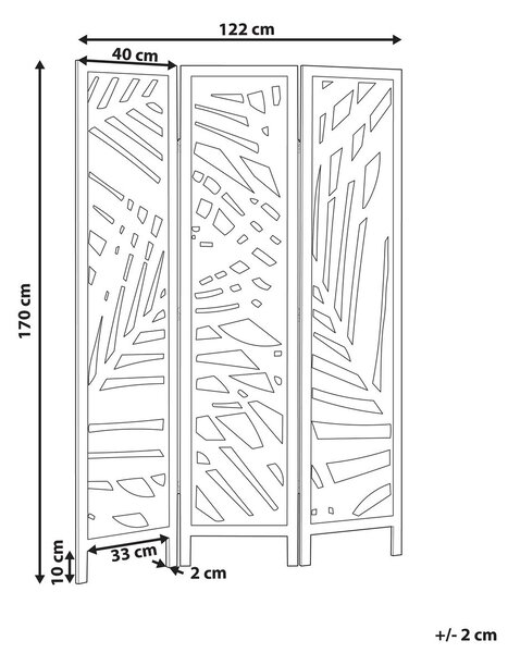 3 paneles térelválasztó VERNAGO Világosbarna 122 cm 170 cm