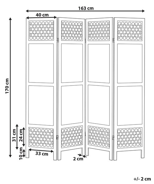 4 paneles térelválasztó CERTOSA Világosbarna 163 cm 170 cm