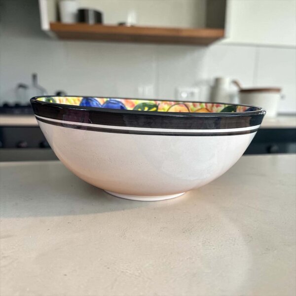Extra nagy mediterrán tarka mintás kerámia tál 30 cm