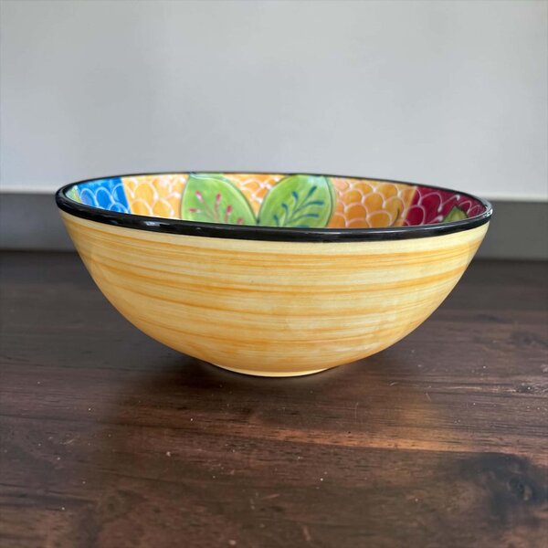 Extra nagy mediterrán virágos kerámia tál 30 cm
