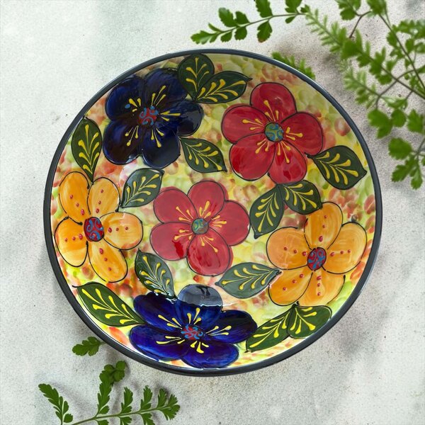 Extra nagy mediterrán tarka mintás kerámia tál 30 cm