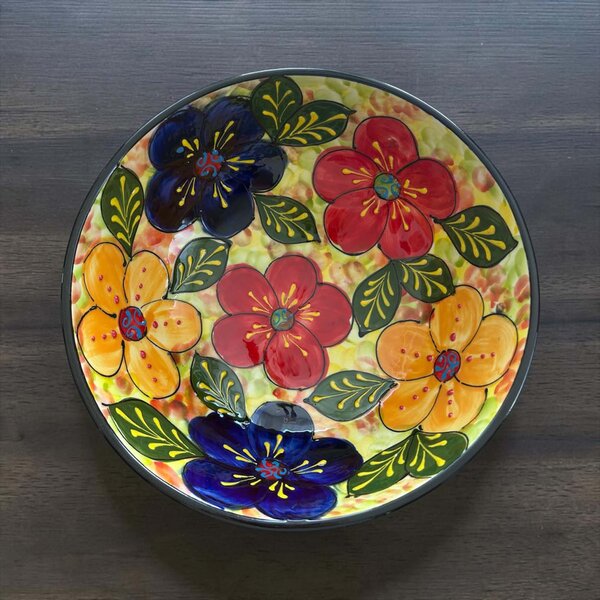 Extra nagy mediterrán tarka mintás kerámia tál 30 cm