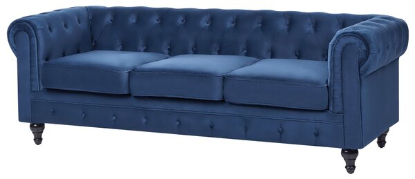 Kanapé 3 személyes CHESTERFIELD Bársony Tengerészkék