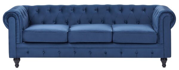 Kanapé 3 személyes CHESTERFIELD Bársony Tengerészkék