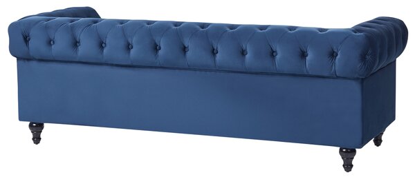 Kanapé 3 személyes CHESTERFIELD Bársony Tengerészkék