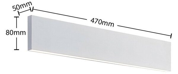 Lindby Ignazia LED fali világítás, 47 cm, fehér, fém, felfelé/lefelé, dimmelhető, Fehér / opál, Nappali / Étkező, fém, Modern