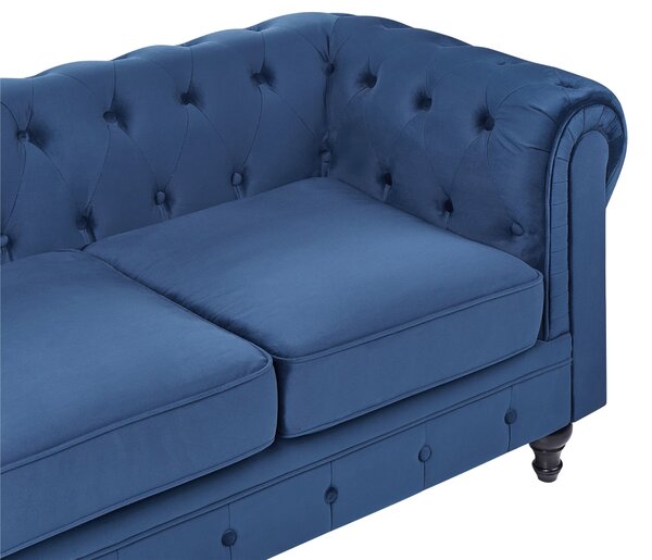 Kanapé 3 személyes CHESTERFIELD Bársony Tengerészkék