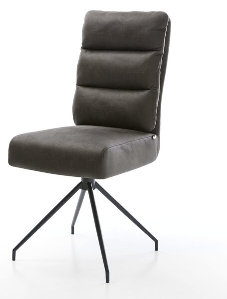 DELIFE Étkezőszék Pela-Flex mikroszálas antracit vintage kereszt láb kúpos fekete zsákrugós
