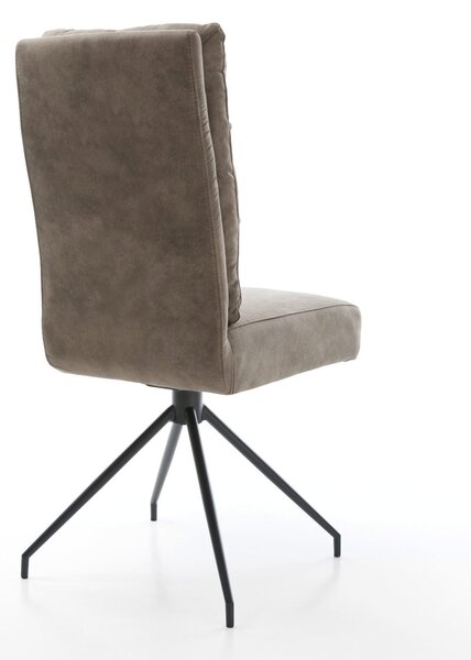 DELIFE Étkezőszék Pela-Flex mikroszálas taupe vintage kereszt láb kúpos fekete zsákrugós