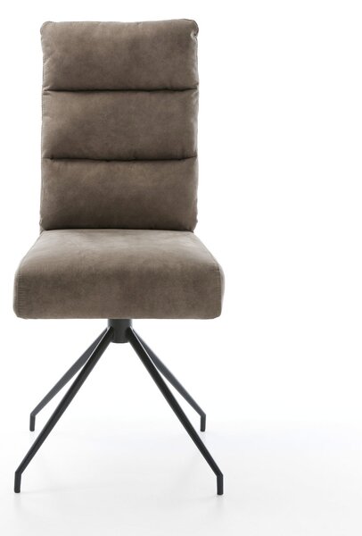 DELIFE Étkezőszék Pela-Flex mikroszálas taupe vintage kereszt láb kúpos fekete zsákrugós