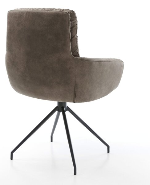 DELIFE Étkezőszék Abelia-Flex karfás mikroszálas taupe vintage kereszt láb kúpos fekete