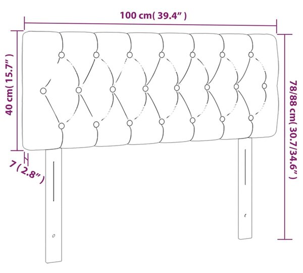 Fekete bársony LED-es fejtámla 100 x 7 x 78/88 cm