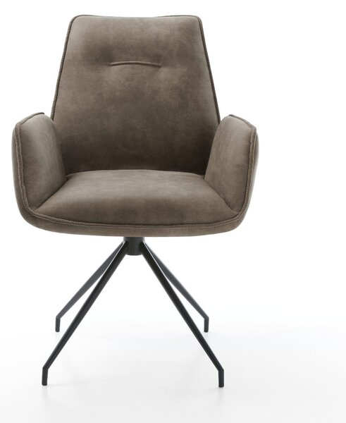DELIFE Étkezőszék Zoa-Flex mikroszálas taupe vintage kereszt láb kúpos fekete zsákrugós