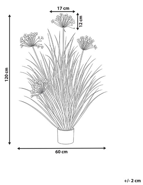 Műnövény ONION GRASS 120 cm Fehér